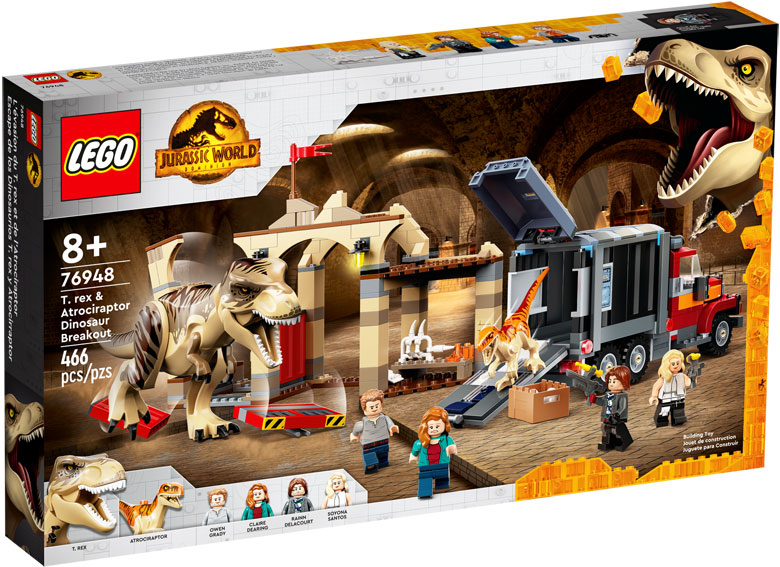 Lego evasion Trex Atrociraptor Jurassic Wolrd 76948
