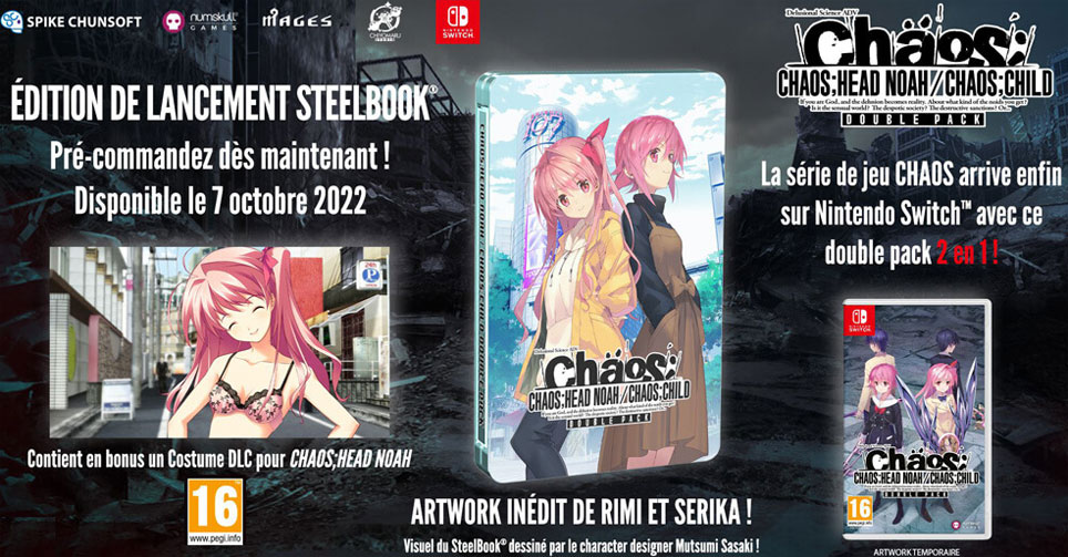 chaos head nintendo switch coffret collector steelbook 2022 achat precommande