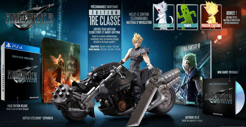 coffret collector final fantasy VII remake ediiton limitee first class figurine moto cloud
